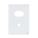 Placa p/ 1 Tomada + 1 Furo 4x2 - Novara Glass Branco